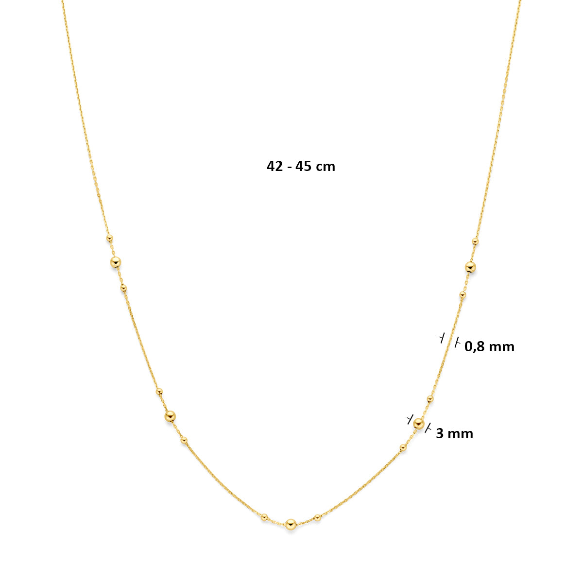 collier bolletjes 42 - 45 cm